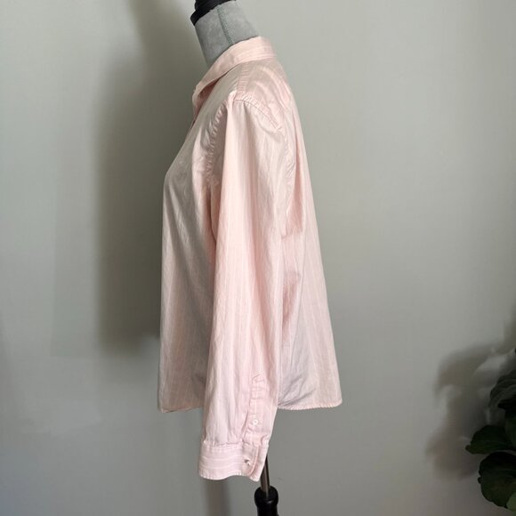 Lauren Ralph Lauren Women’s Pink Pin Stripe Pearl Button Down Collar Shirt Sz XL - Picture 9 of 12